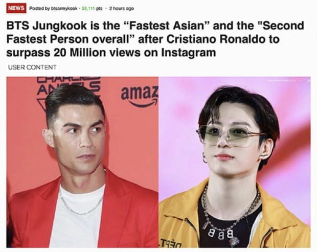 Jungkook Hits 20M Followers Fastest in Asia