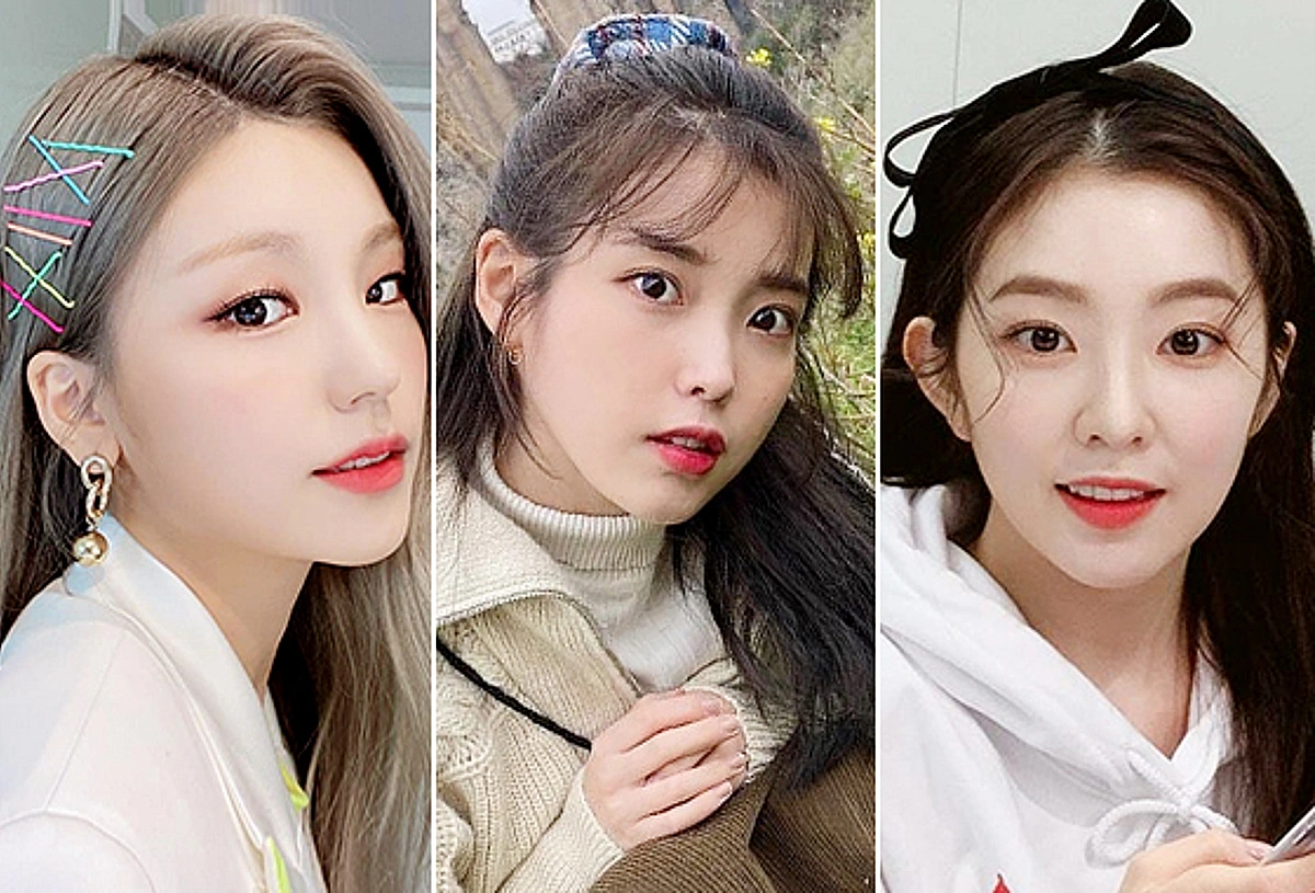 아이유 긴머리 반묶음법