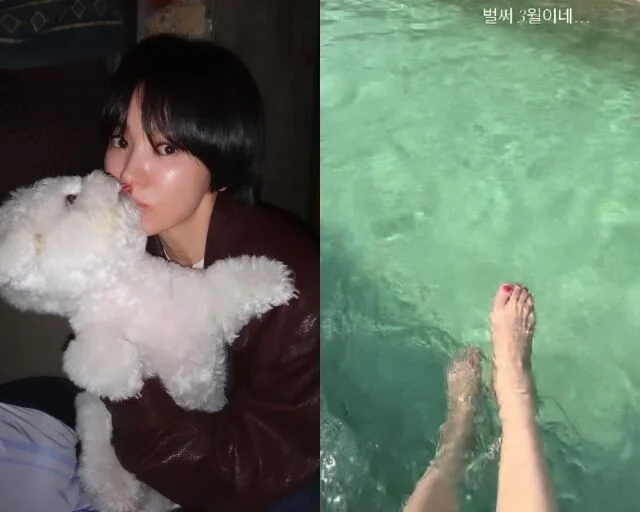 Song Hye-kyo, white legs, red pedicure