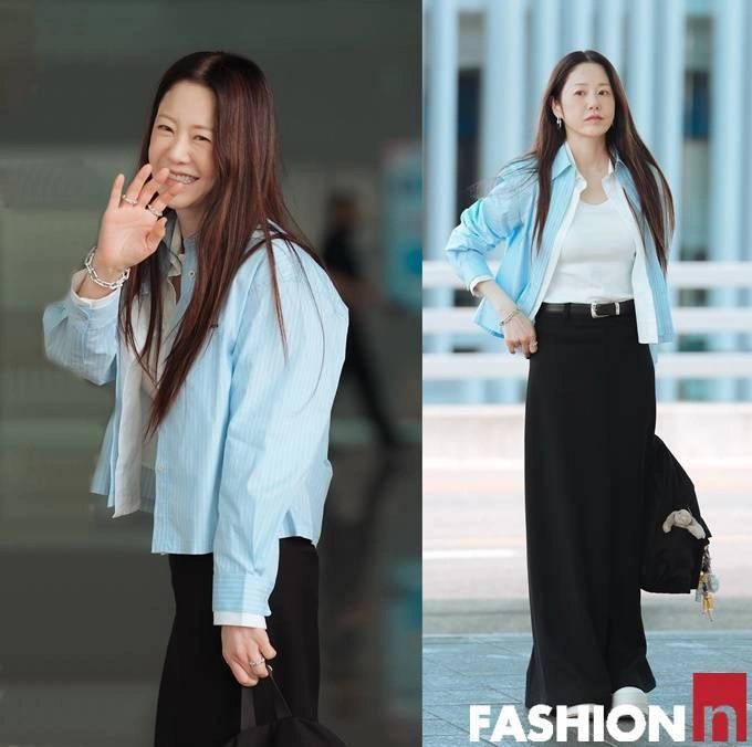 Go Hyun-jung's Chic Shacket Style for US Trip