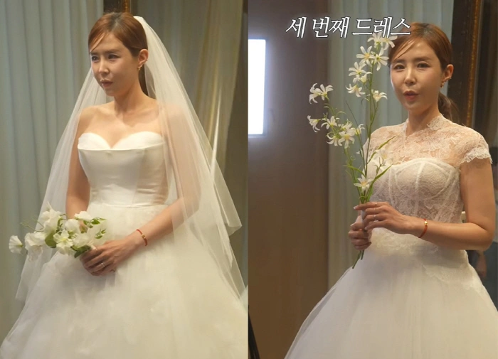 Shin Ji Tries on Wedding Dress for May Nuptials