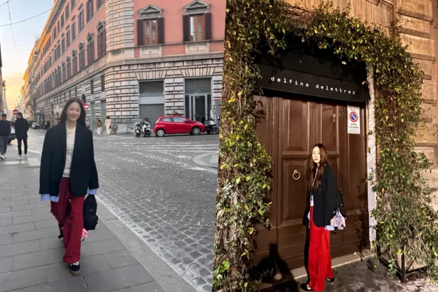 Go Hyun-jung, a walk in Rome in bright red pants